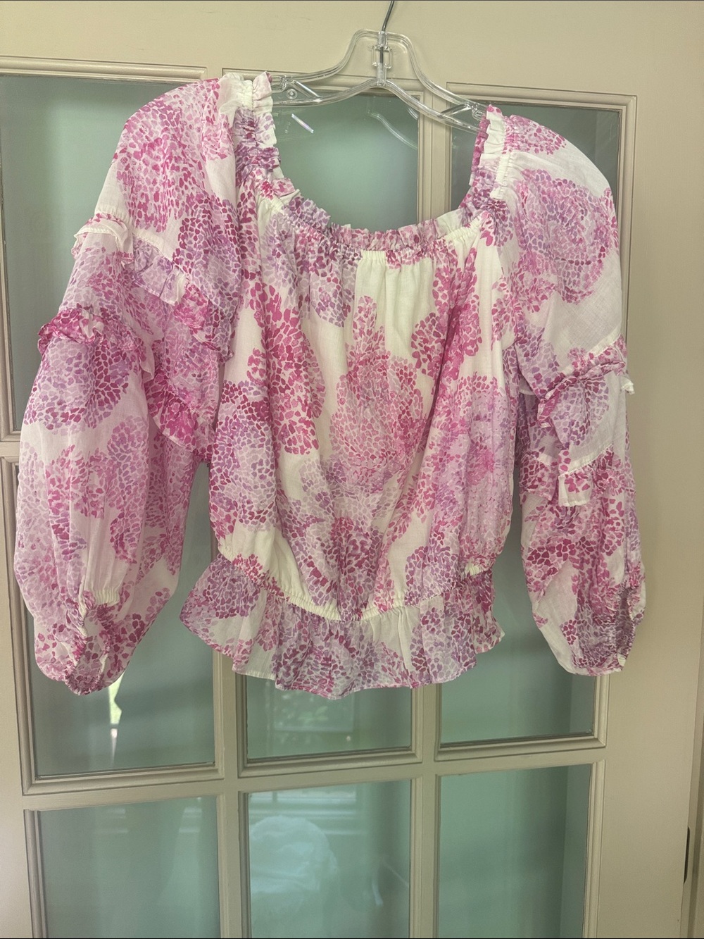 Fate Pink Floral Peasant Blouse on or off shoulders size small